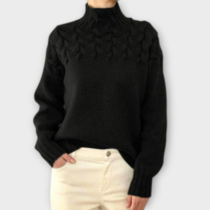 Kaitlyn - Women's sweater with cable knit detail