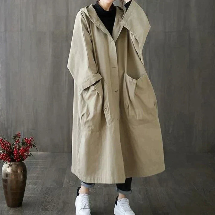 Liora - Women's Trench Coat Oversized Style with Functional Pocket Details