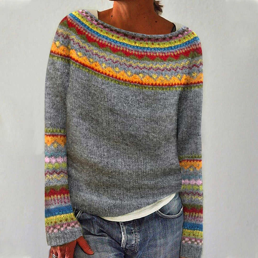 Lexi - Retro Nordic Pattern Fall Sweater