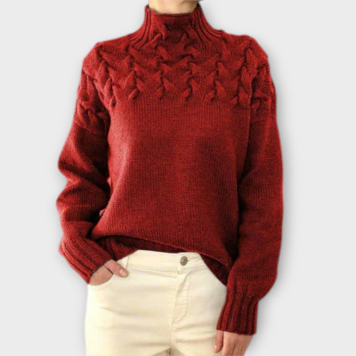 Kaitlyn - Women's sweater with cable knit detail