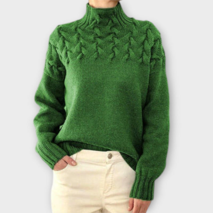 Kaitlyn - Women's sweater with cable knit detail