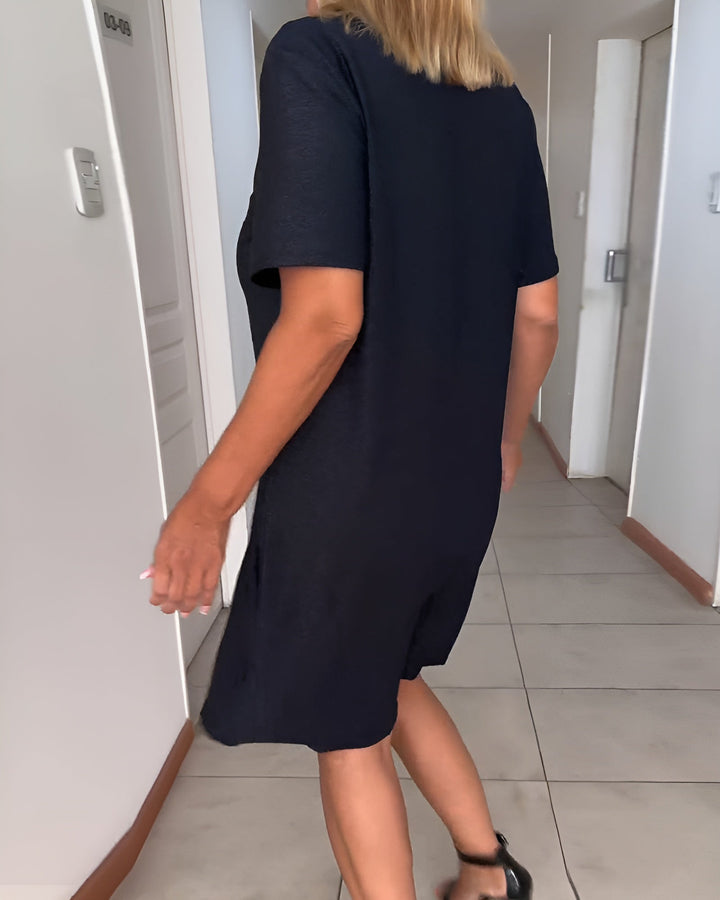 Kahlirah - Elegant Ruched Dress with V-Neck