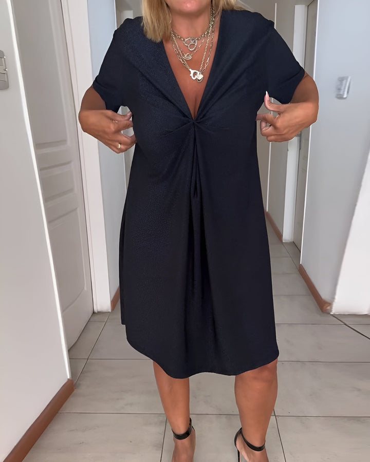 Kahlirah - Elegant Ruched Dress with V-Neck