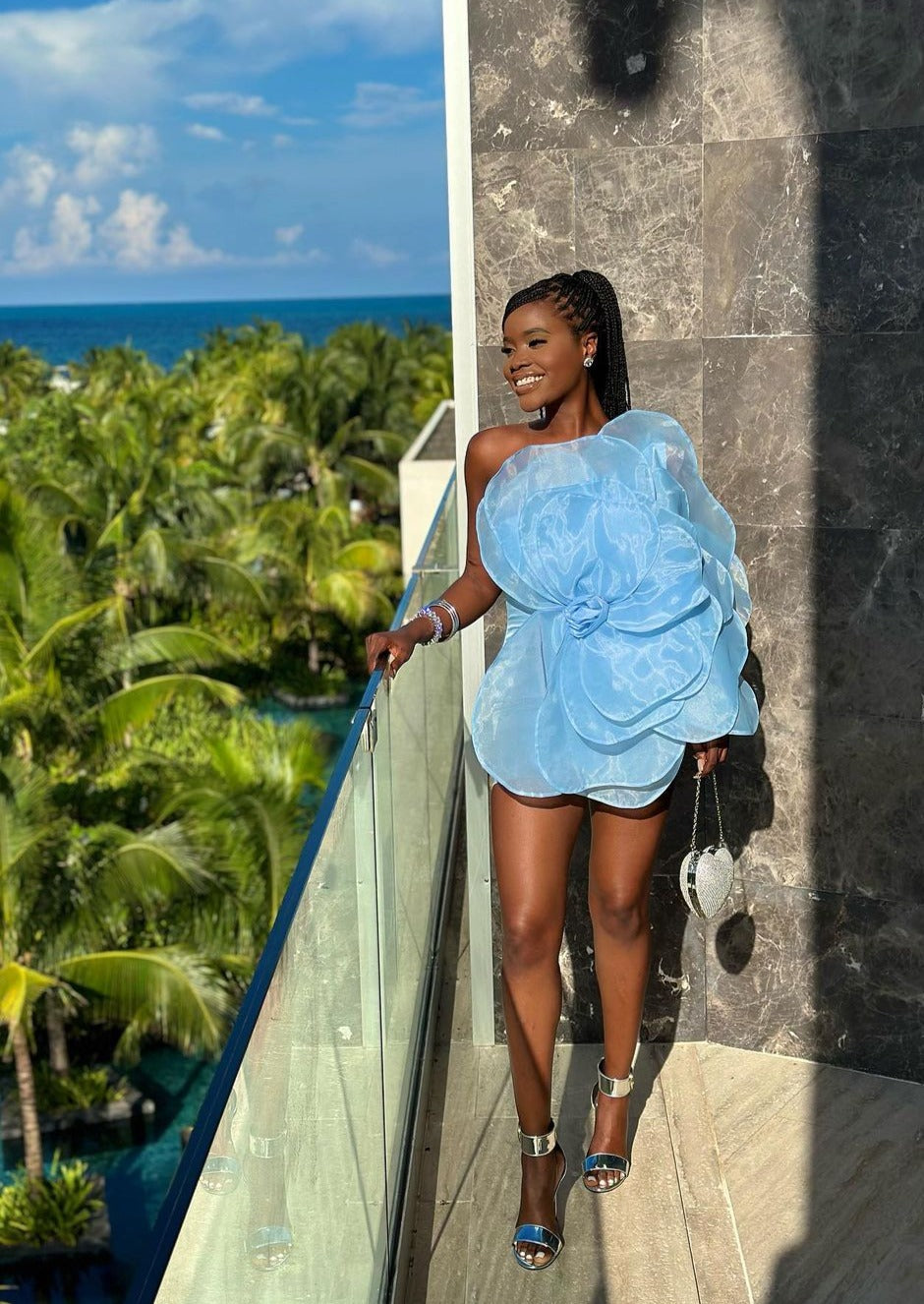 Lumi - Flower One Shoulder Mini Dress