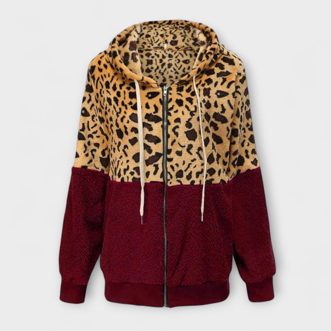 Athena - Fleece hoodie with leopard design