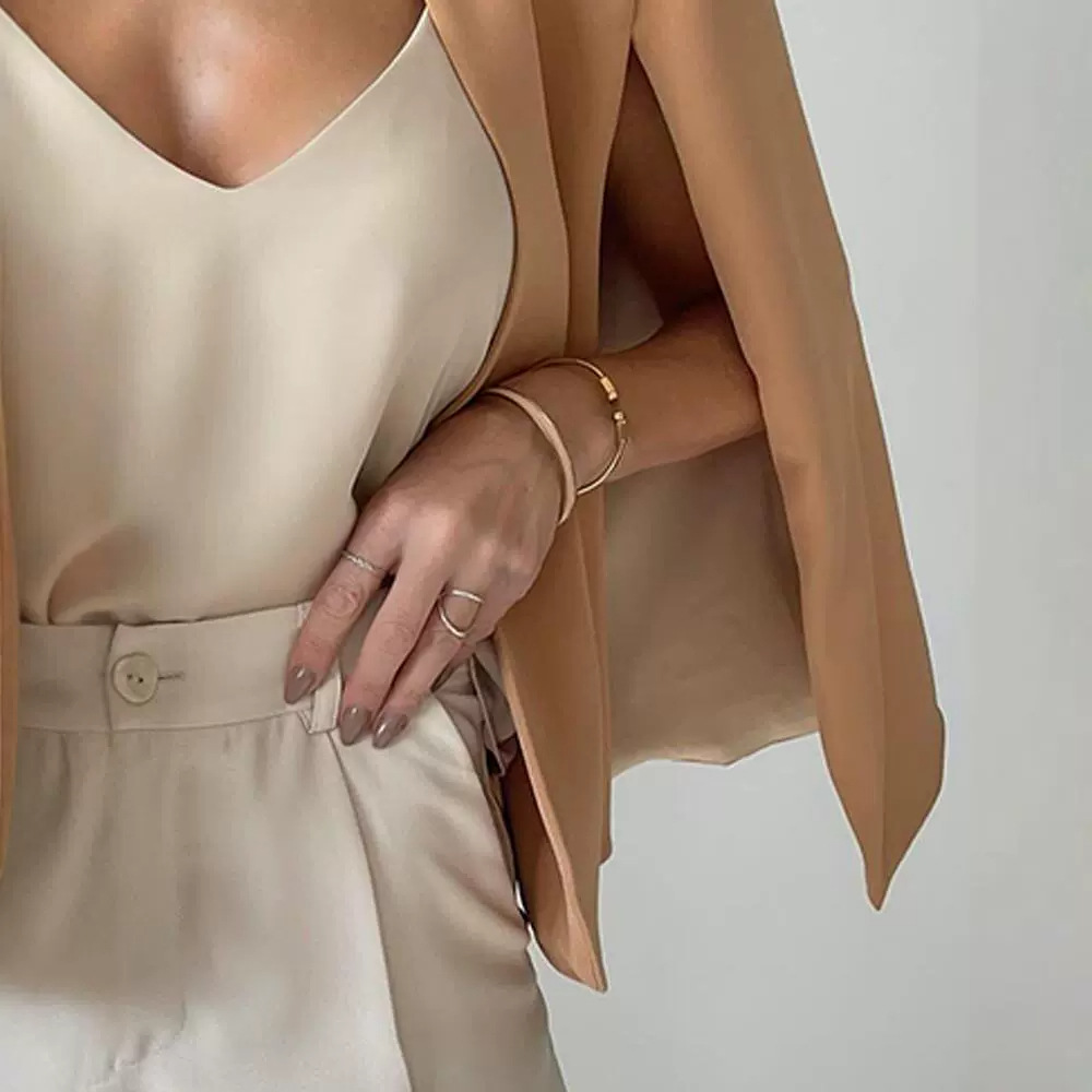 Isolde - Collarless Women's Coat with Scarf  Minimalist Design & Timeless Elegance