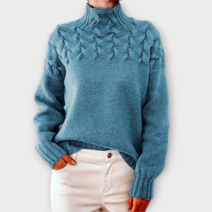 Kaitlyn - Women's sweater with cable knit detail