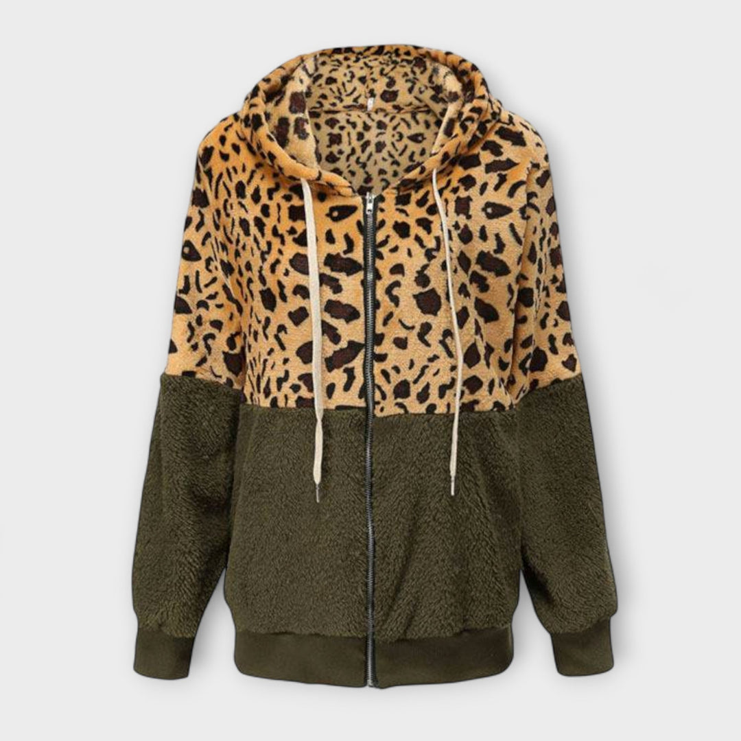 Athena - Fleece hoodie with leopard design
