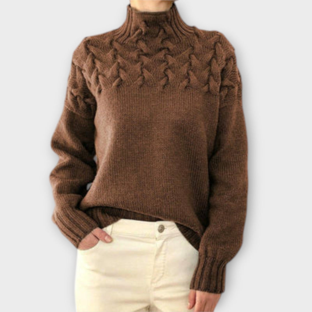 Kaitlyn - Women's sweater with cable knit detail