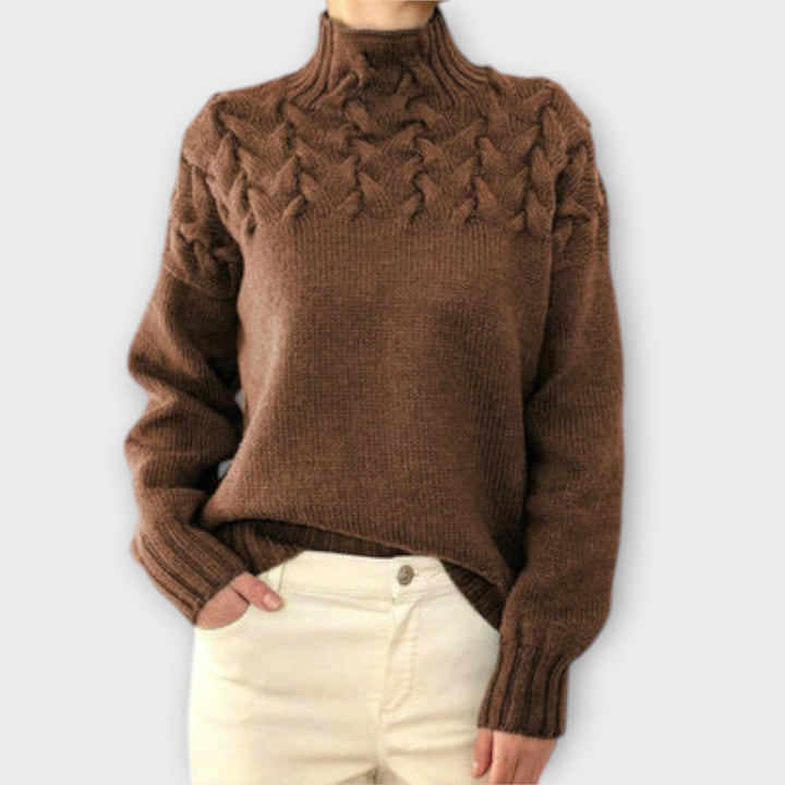 Kaitlyn - Women's sweater with cable knit detail