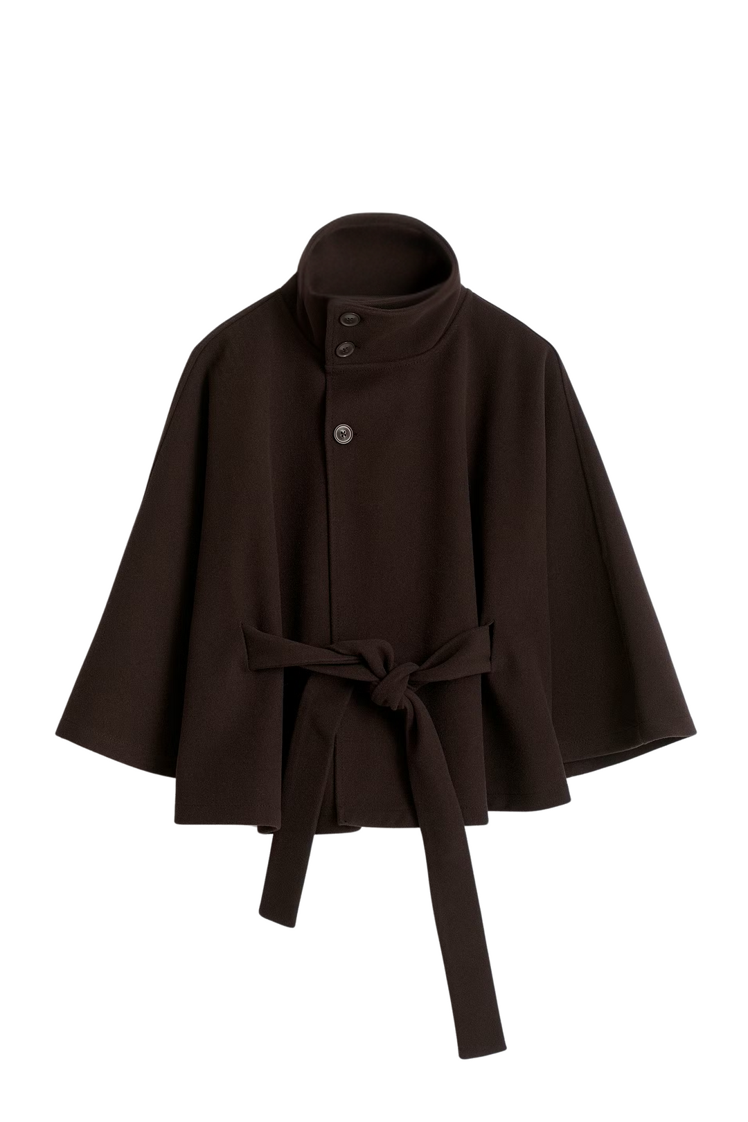 Esmerelle -  Loose-fitting autumn jacket with batwing sleeves and belt, elegant stand collar