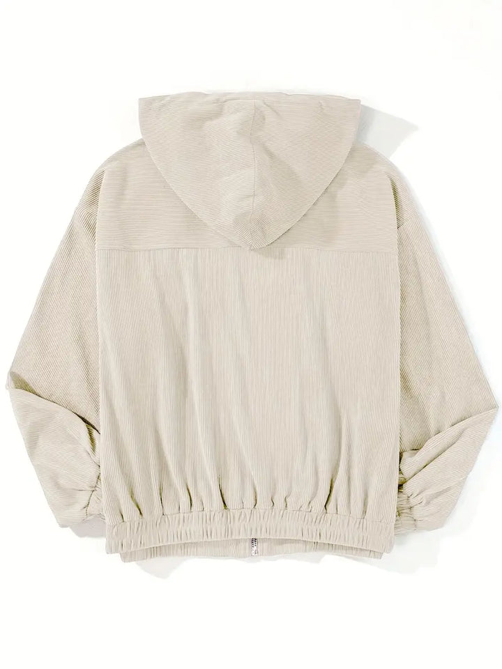 Maelis -  Women's ribbed jacket with zipper and straight fit