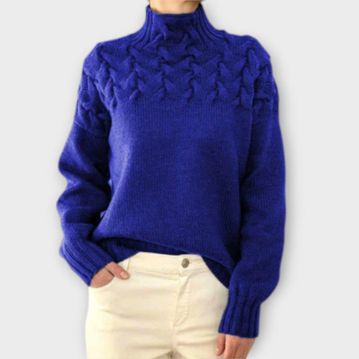 Kaitlyn - Women's sweater with cable knit detail