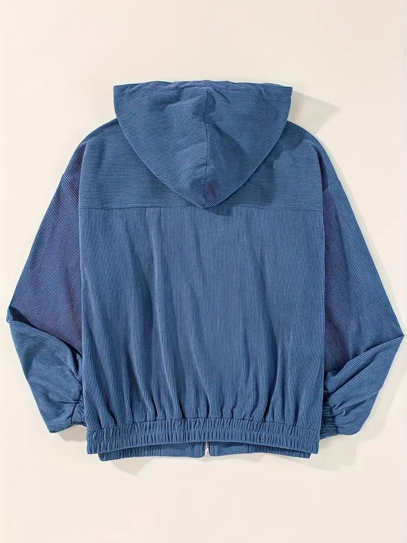 Maelis -  Women's ribbed jacket with zipper and straight fit