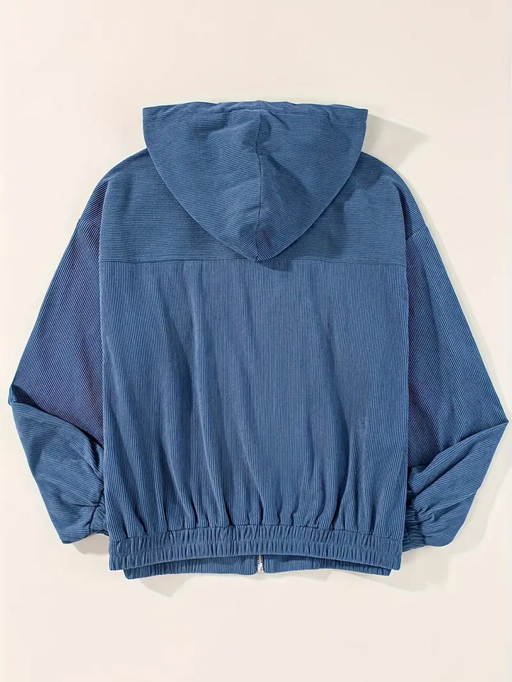 Maelis -  Women's ribbed jacket with zipper and straight fit