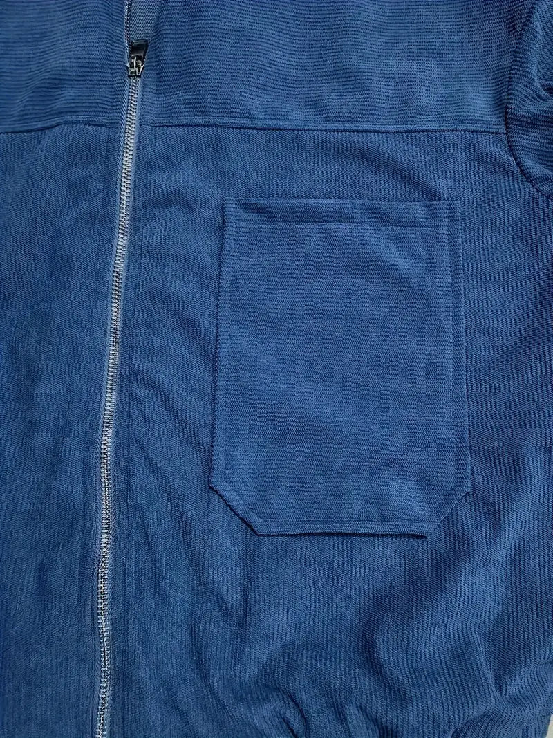 Maelis -  Women's ribbed jacket with zipper and straight fit