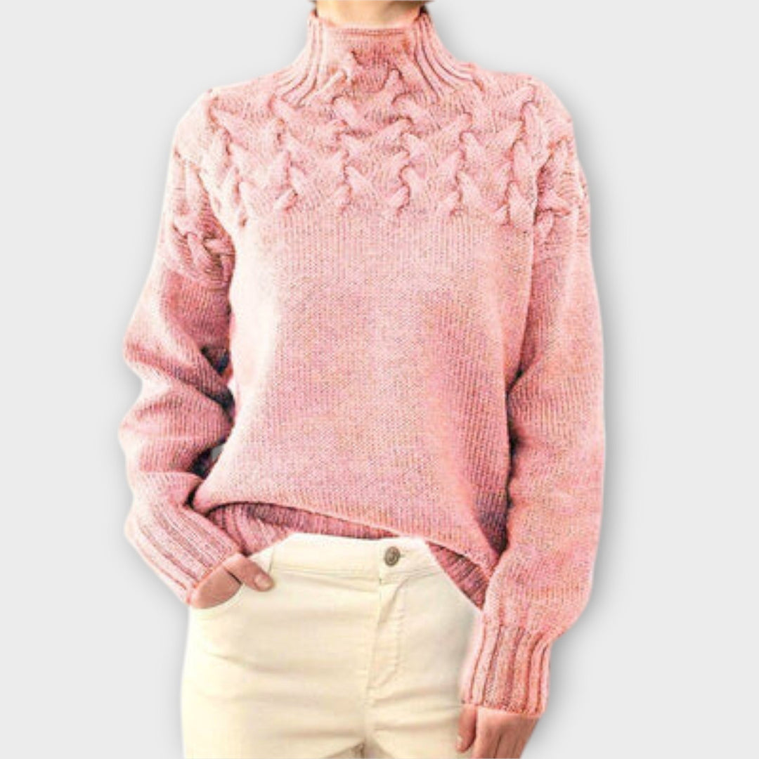 Kaitlyn - Women's sweater with cable knit detail
