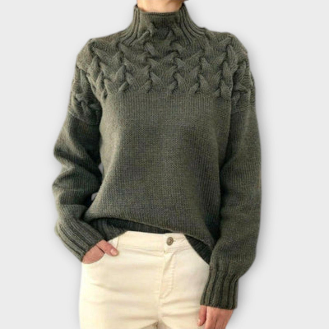 Kaitlyn - Women's sweater with cable knit detail