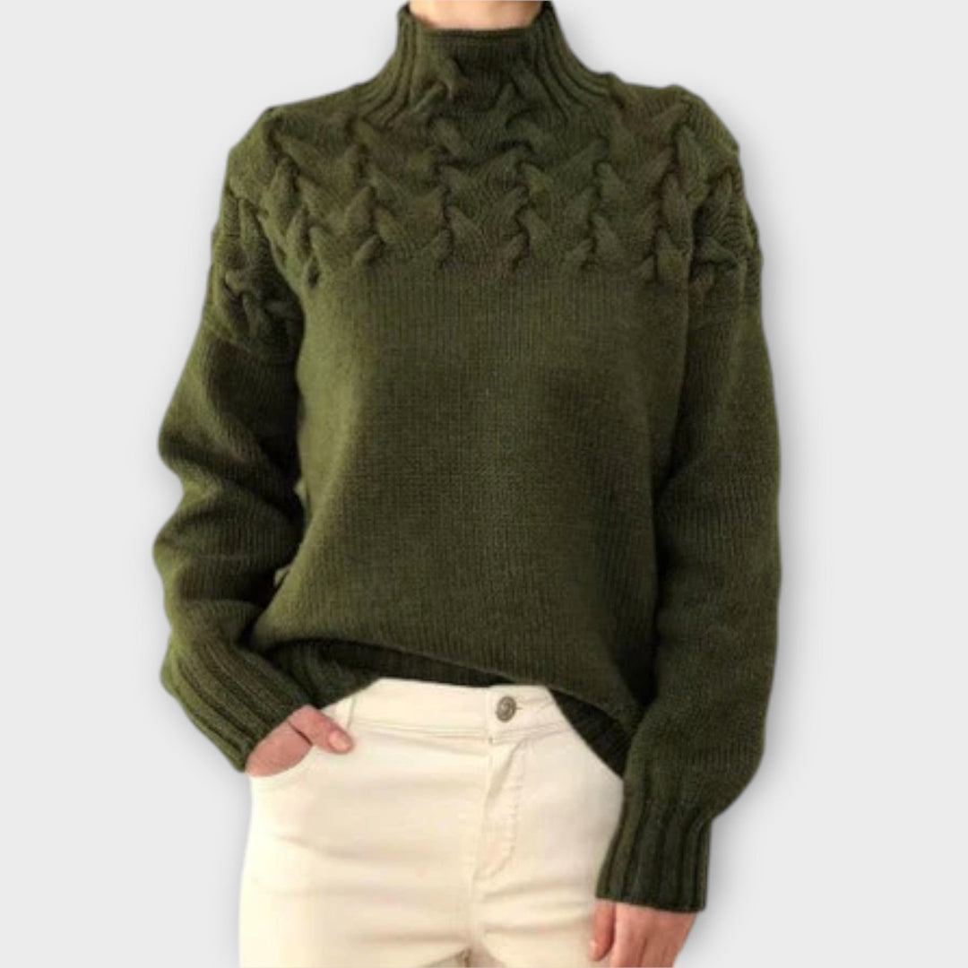 Kaitlyn - Women's sweater with cable knit detail