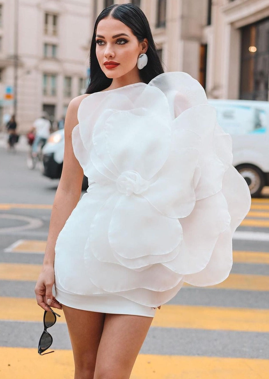 Lumi - Flower One Shoulder Mini Dress