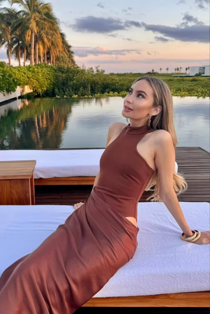 Gaelle - Asymmetrical Maxi Dress