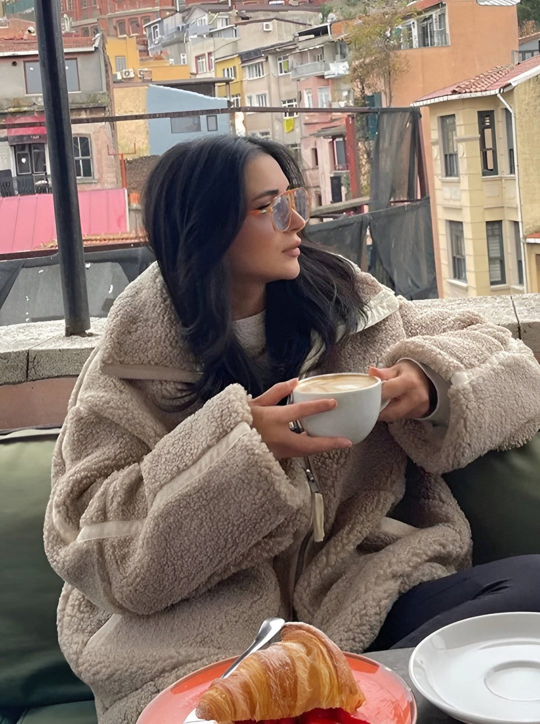 Gwyneira - Women's oversized teddy coat with zipper