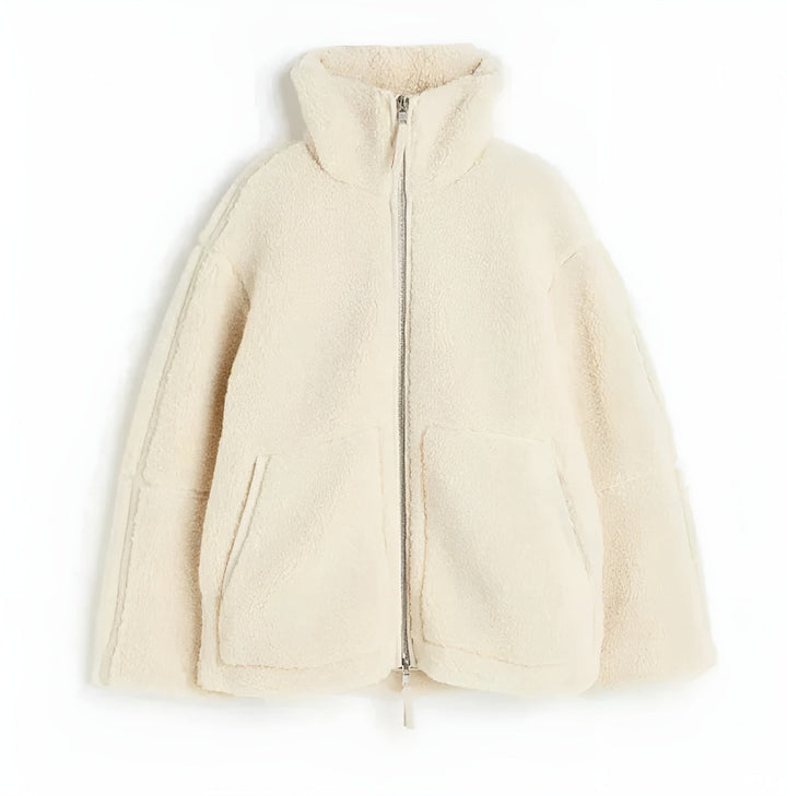 Gwyneira - Women's oversized teddy coat with zipper