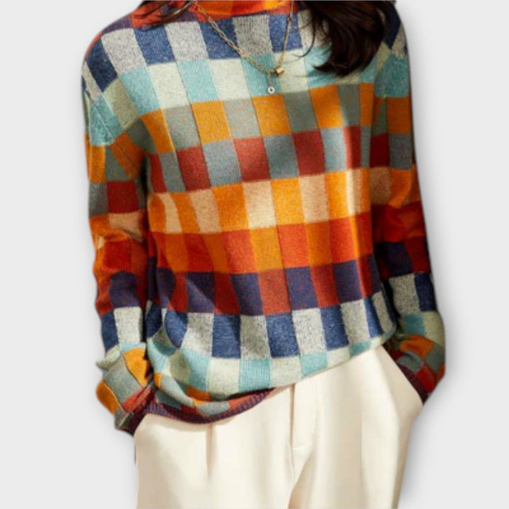 Tiana - Patchwork turtleneck sweater