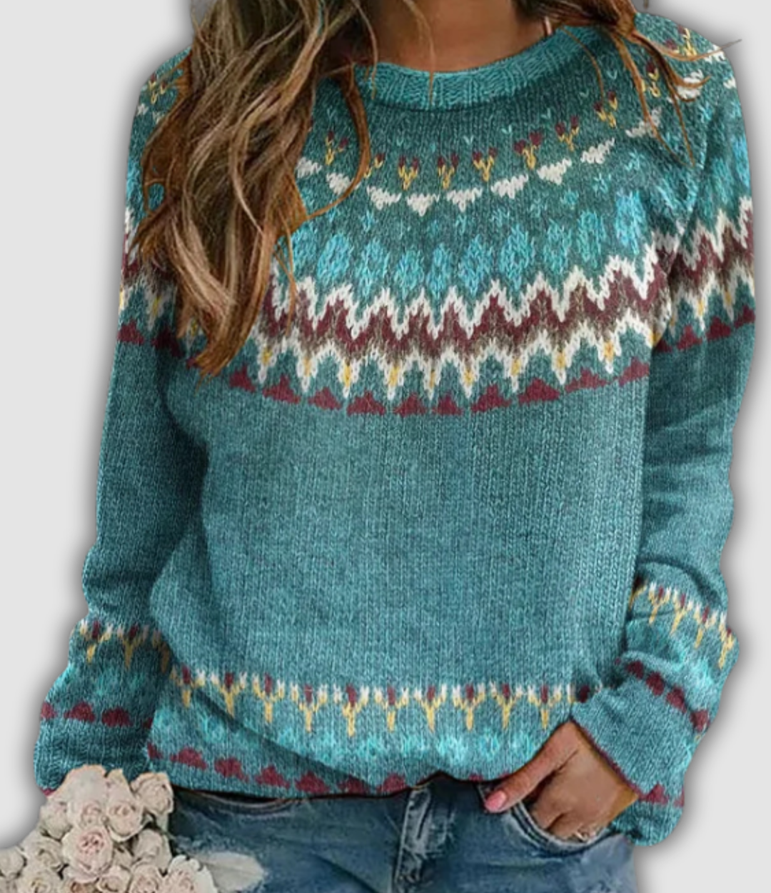 Seren -  Retro sweatshirt with wave pattern