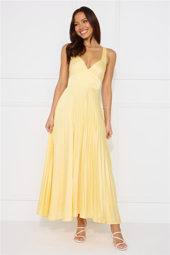 Idalia - Pleated V-Neck Maxi Dress