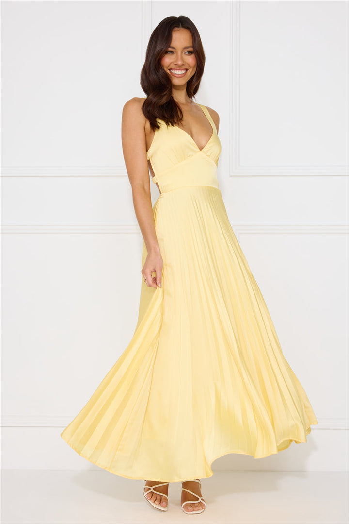 Idalia - Pleated V-Neck Maxi Dress