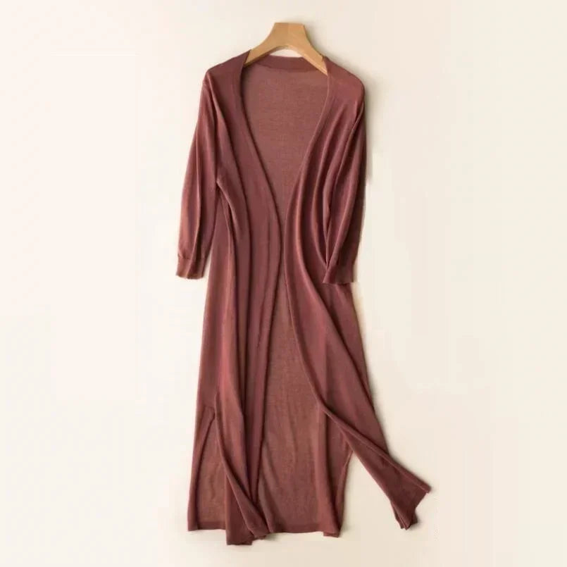 Carys - Women's Long Cardigan  Lightweight  Timeless Elegance  Breathable and Comfortable