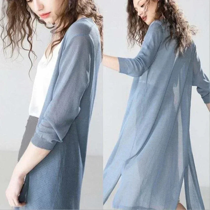 Carys - Women's Long Cardigan  Lightweight  Timeless Elegance  Breathable and Comfortable