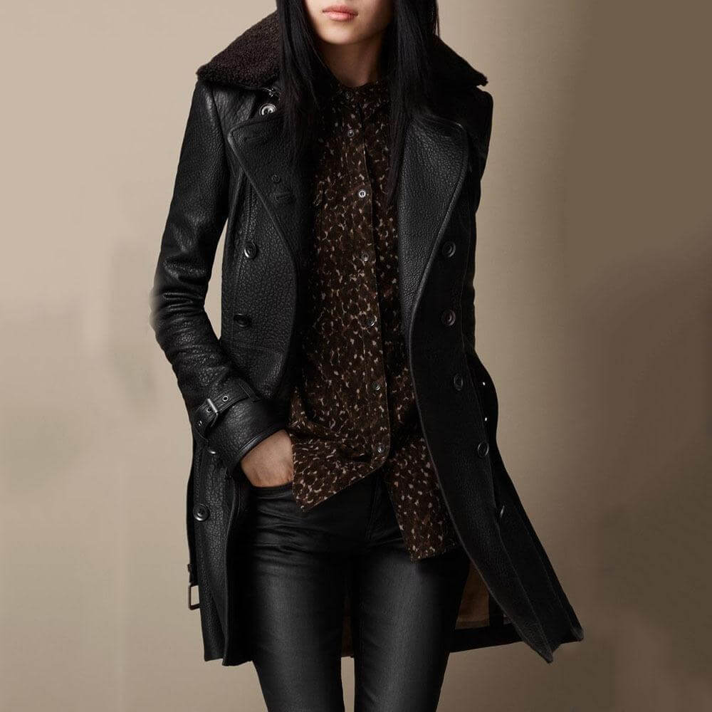 Ubelia - Elegant 3/4 leather coat