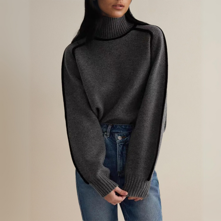 Winona - Loose Fit Turtleneck Striped Sweater