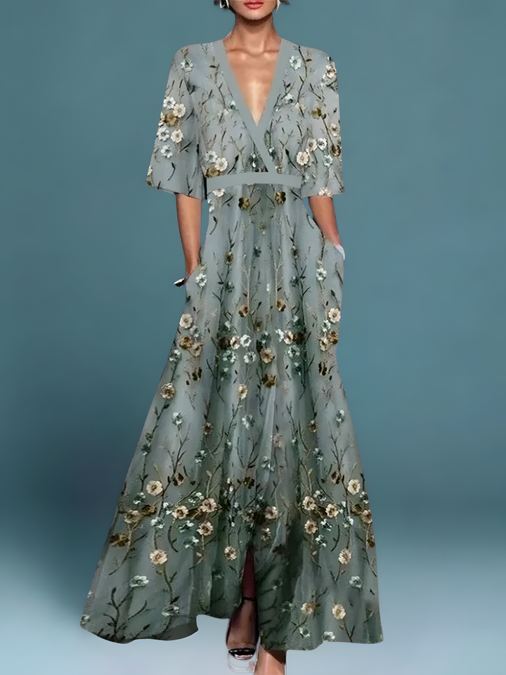 Avirelle -  Elegant Floral Wrap Dress