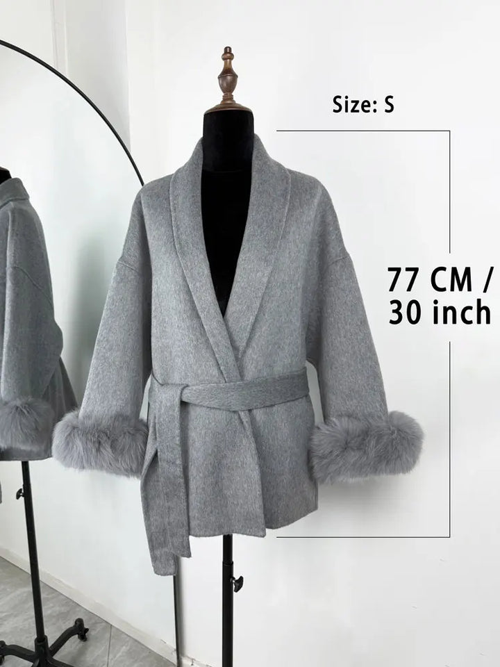 Eulalia - Tossy Fox Fur Wool Overcoat Women's Short Coat