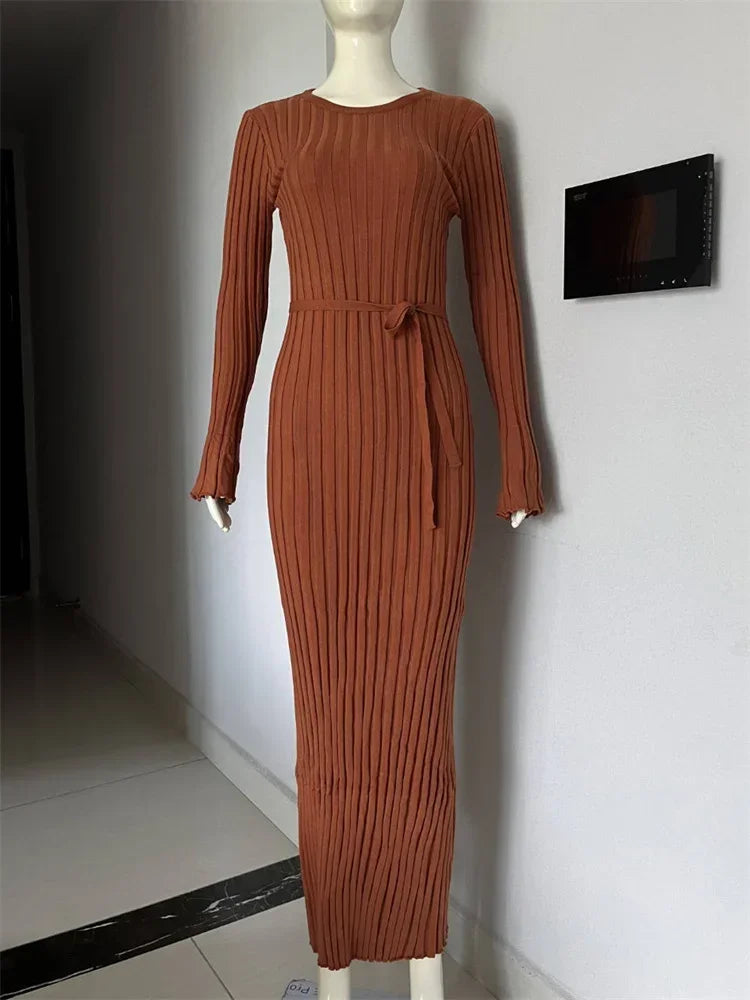Sloane - Tossy Lace Up Female Knit Maxi