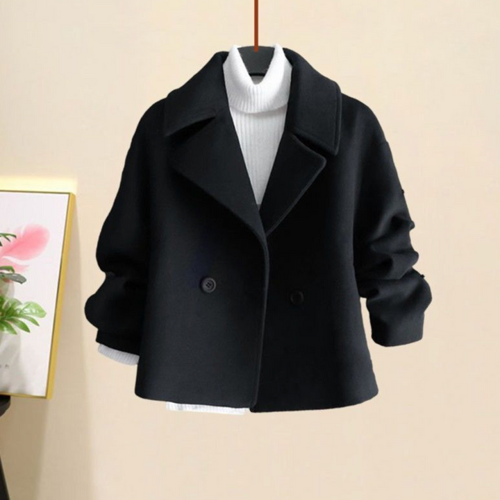 Lumi - Women's Peacoat Jacket Fitted Wool Blend with Double Breasted Design for Timeless Elegance