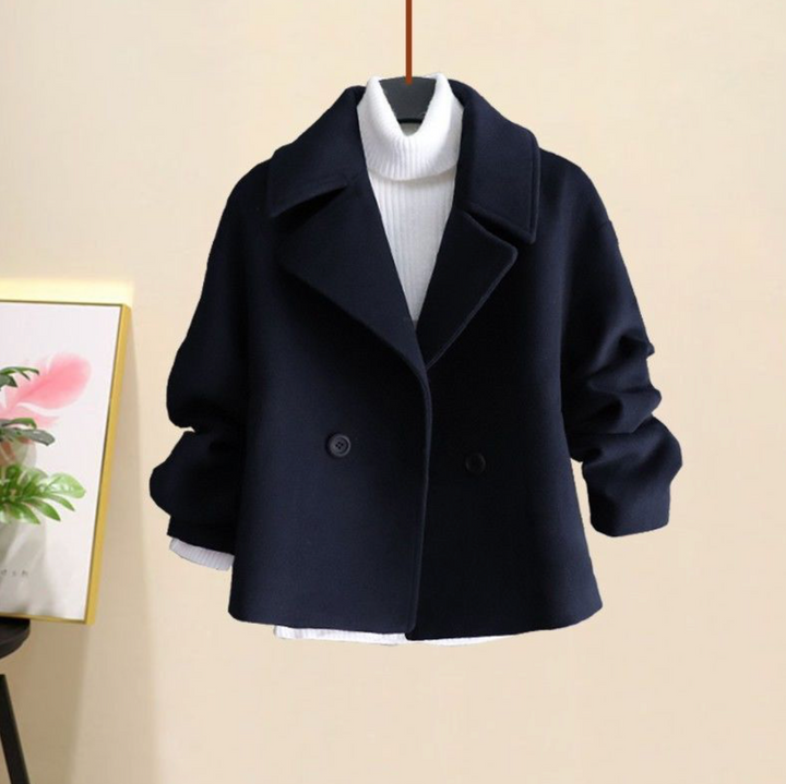 Lumi - Women's Peacoat Jacket Fitted Wool Blend with Double Breasted Design for Timeless Elegance