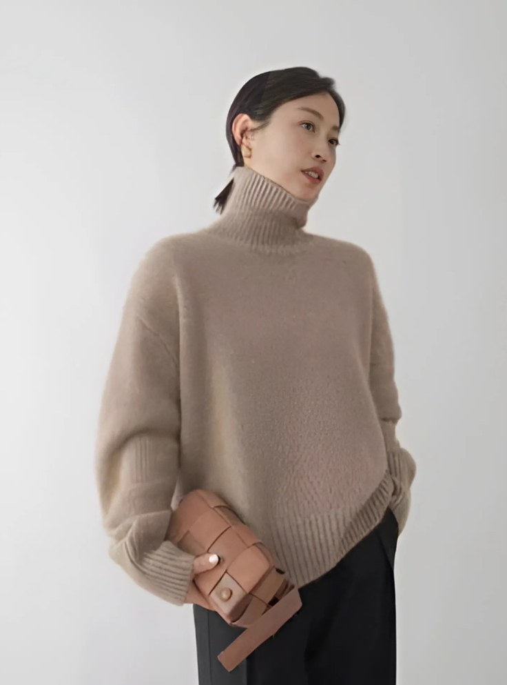 Xavier - High Collar Loose Knitted Sweater