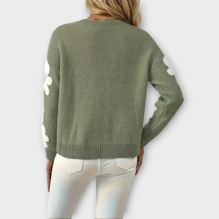 Brianna - Soft knitted sweater with floral design