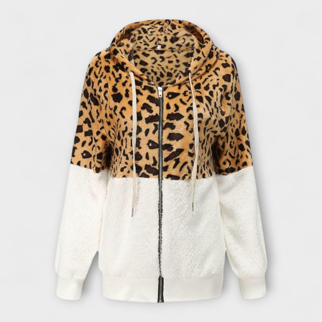 Athena - Fleece hoodie with leopard design