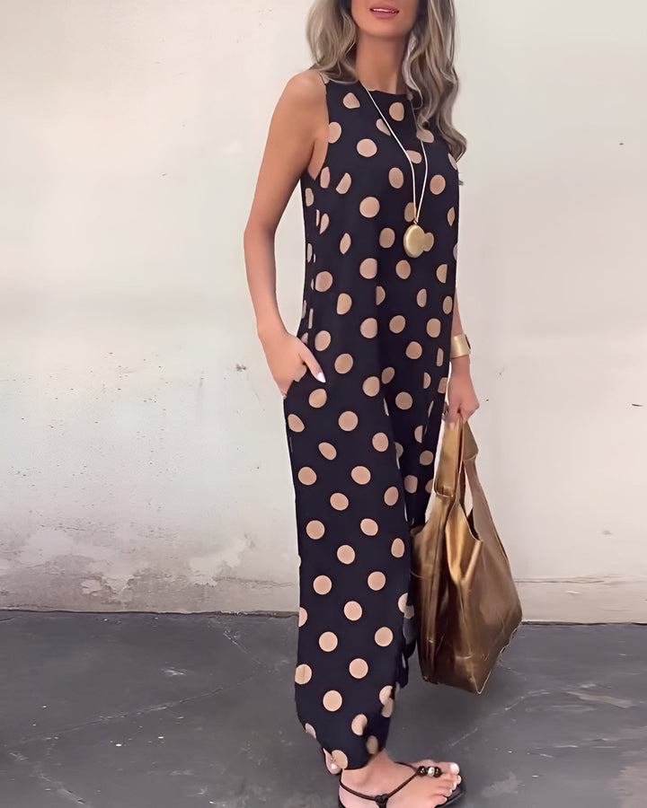Thalyra - Maxi dress with a slit and polka dots