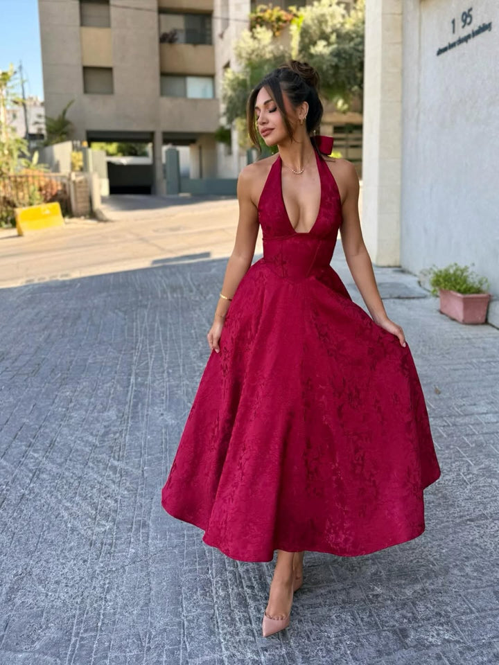 Frida - Halter Sleeveless Midi Dress