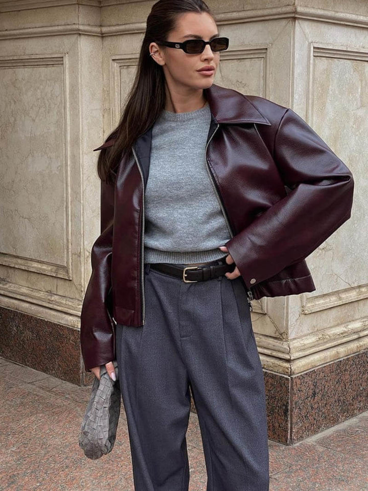 Denora - Women's Leather Jacket with Zipper and Slim Fit  Luxurious, Timeless and Tough in One