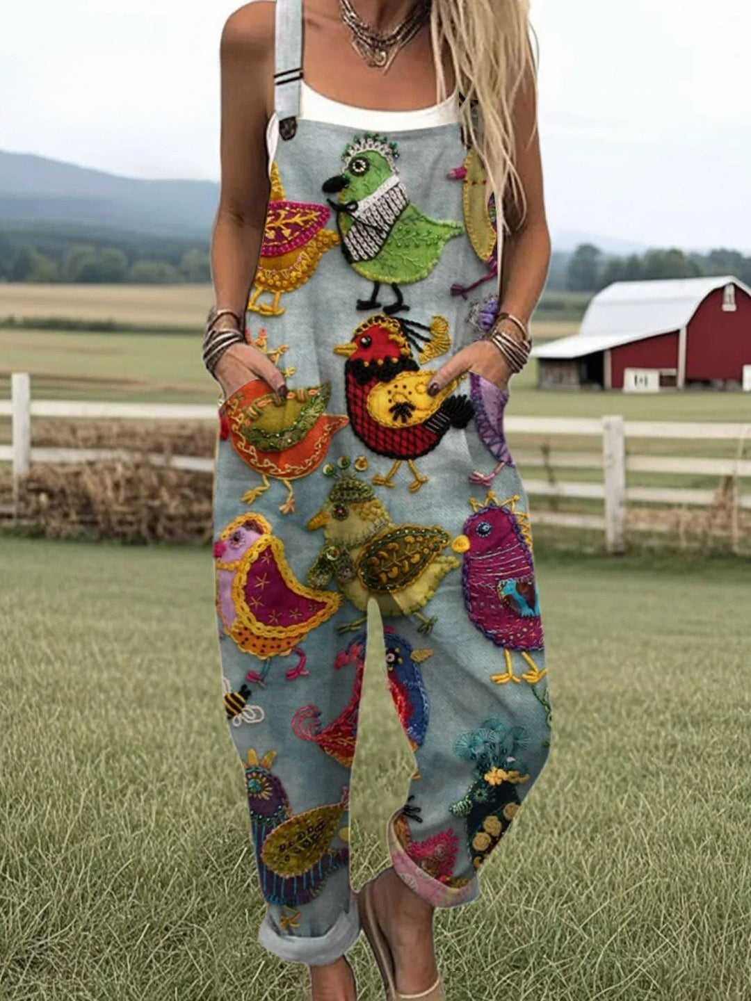 Calliandra - Vintage Colourful Bird Jumpsuit