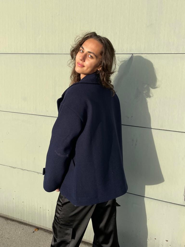 Lumi - Women's Peacoat Jacket Fitted Wool Blend with Double Breasted Design for Timeless Elegance