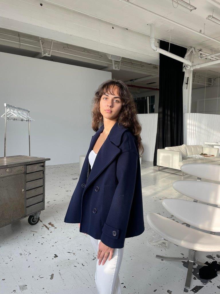 Lumi - Women's Peacoat Jacket Fitted Wool Blend with Double Breasted Design for Timeless Elegance