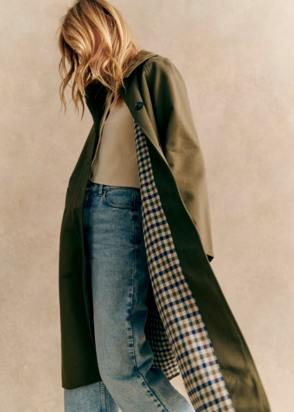 Avelisse -  Timeless Spring Coat with Subtle Checked Lining